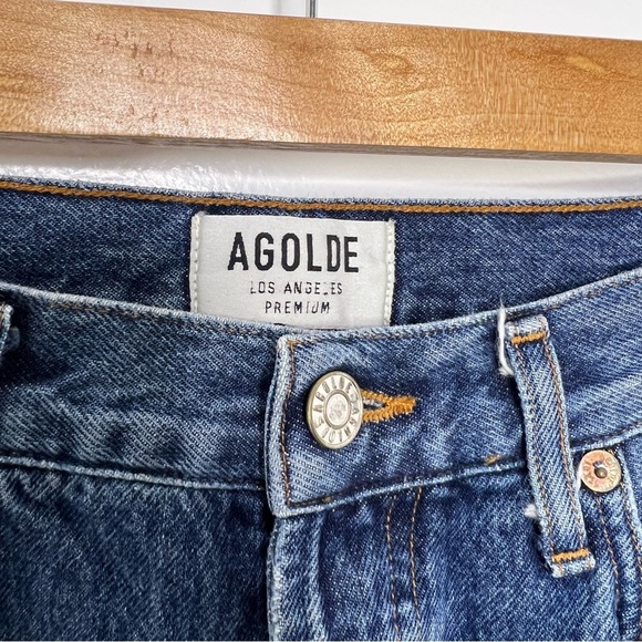 AGOLDE Riley High Rise Straight Distressed Cropped Jeans - Picture 8 of 9